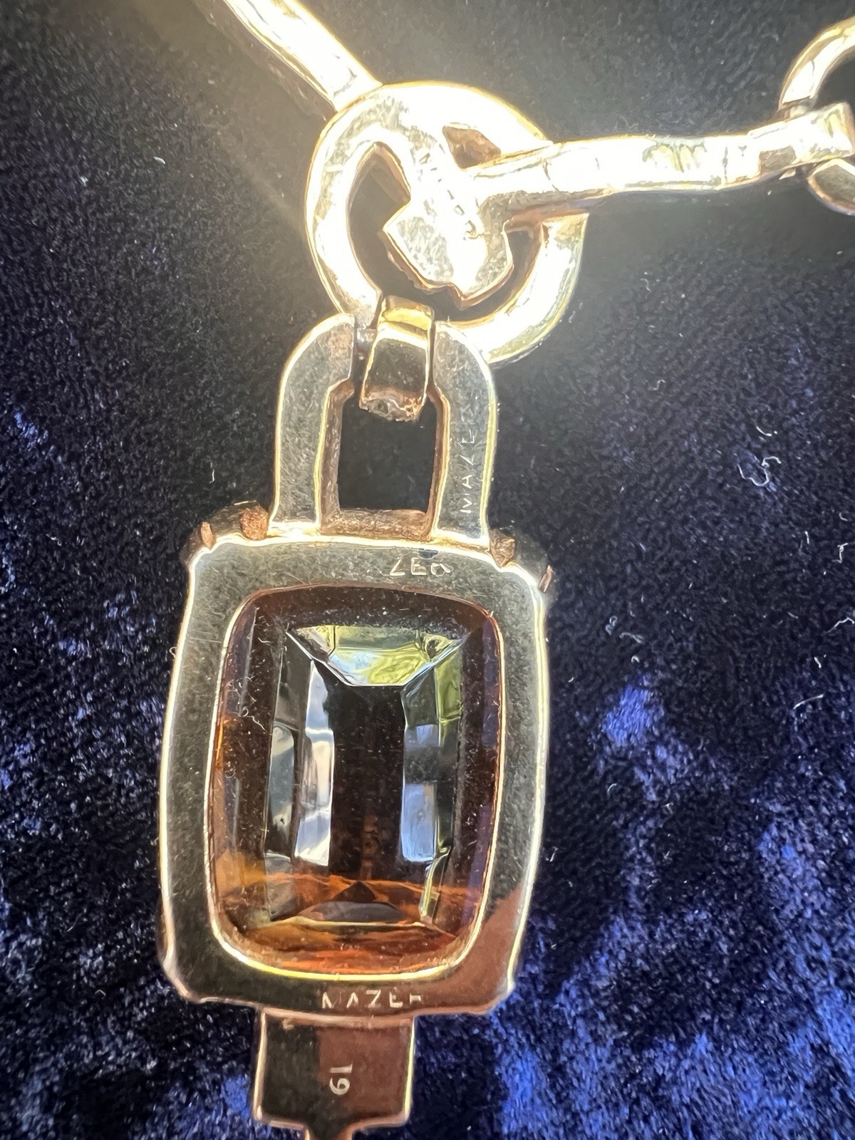 Mazer Deco gold plated faux topaz rhinestones necklace/Earrings 1960’s ca, USA.