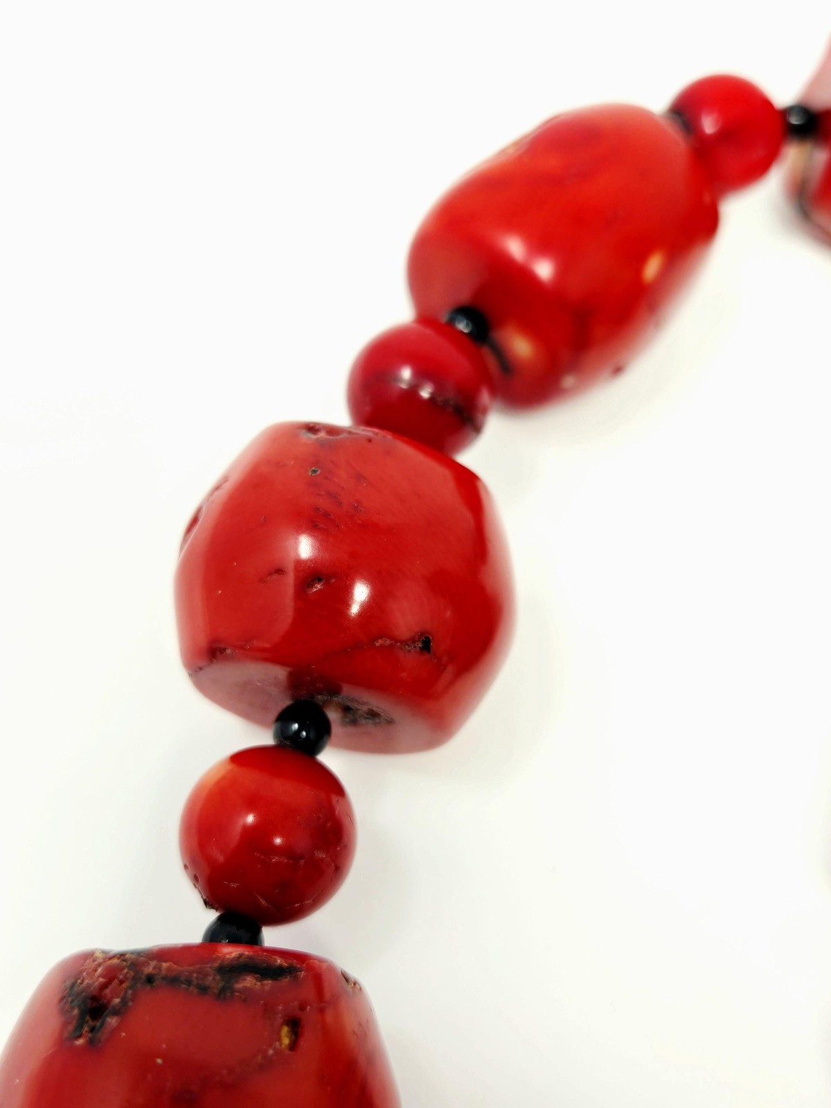 Vintage Red Coral Statement Necklace Sterling Silver Clasp Heavy Natural Coral
