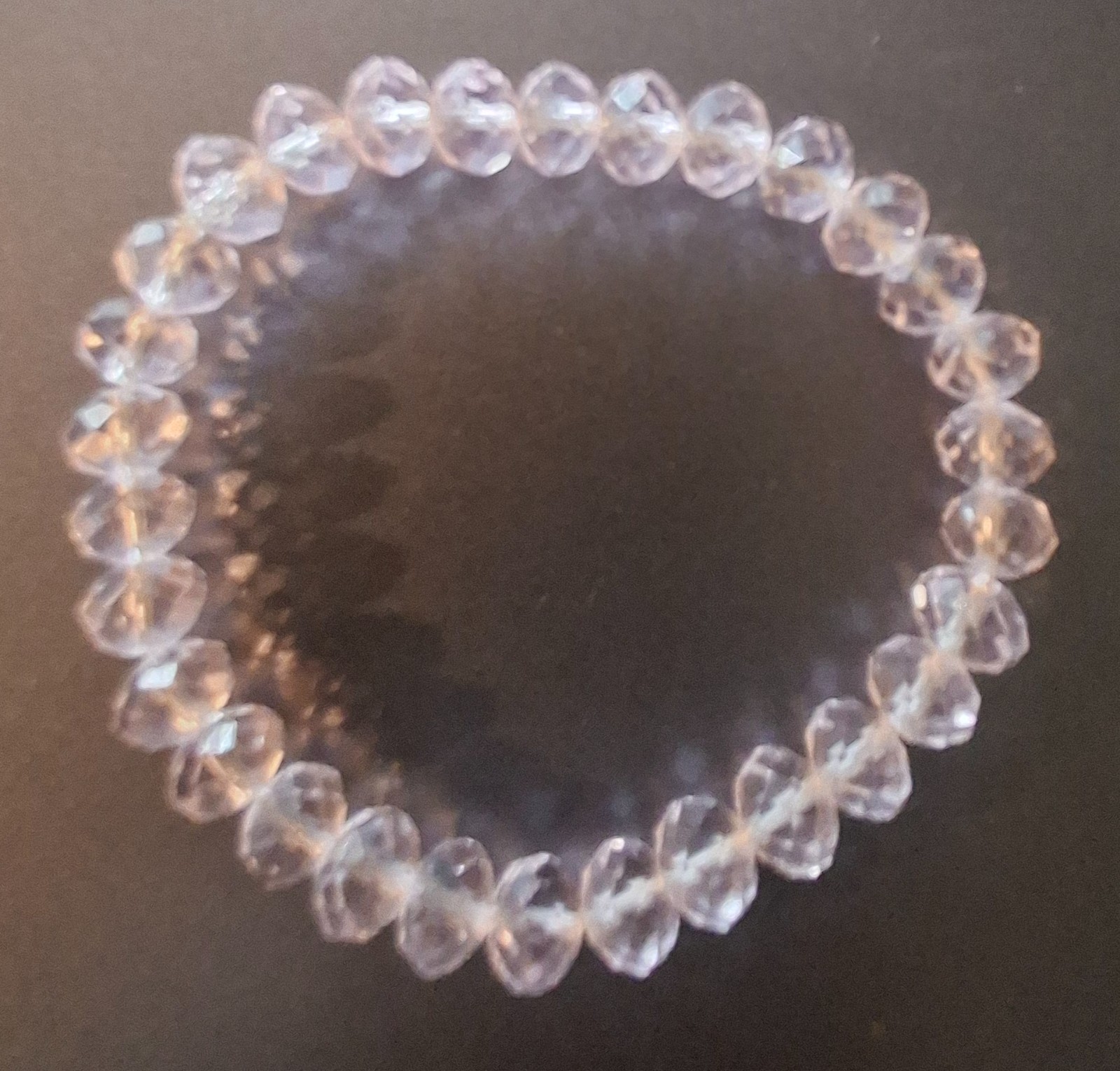 Vintage Jewelry Rondelle Faceted Small Pink Crystal Beads Elastic Bracelet