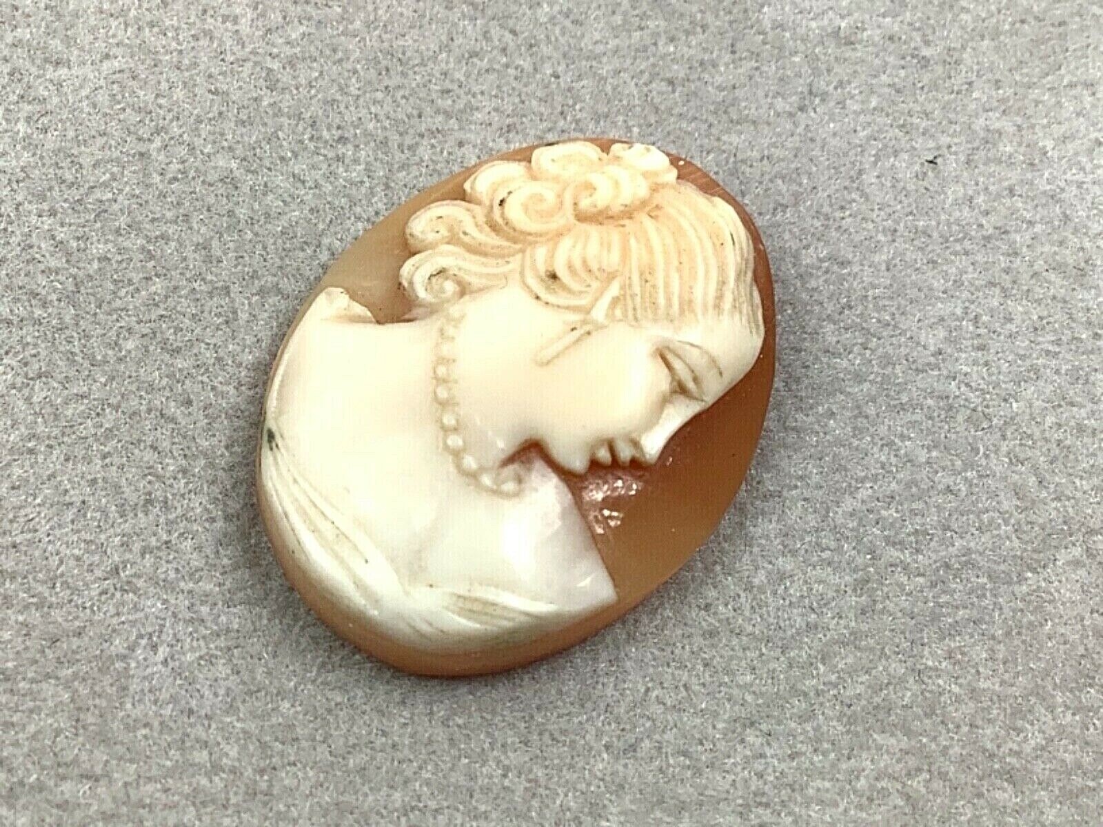PROJECT PIECE Hand-Carved Right Facing Shell Cameo, No Bezel/Shell Only, 1” Tall