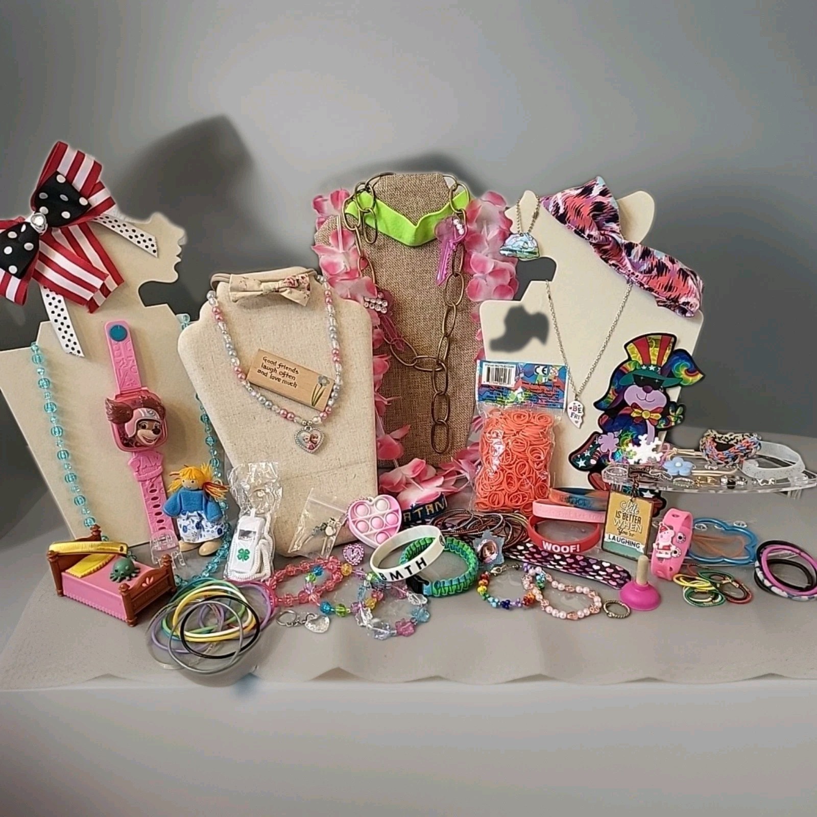 Costume Jewelry Lot 90 Pc + Girls Dress Up Box Collectibles, Hair Pcs And MoreG1