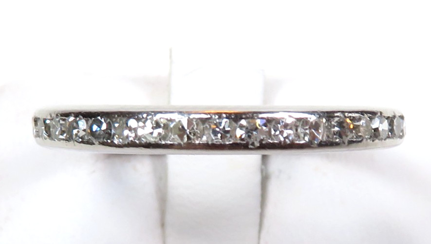 Antique Deco 1920’s Wedding Eternity Platinum Band Ring Size 10 UK-T1/2 EGL USA