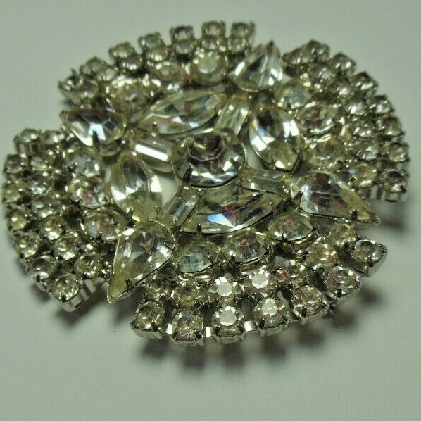 Vintage High End Large Clear Rhinestone Brooch Different Shapes