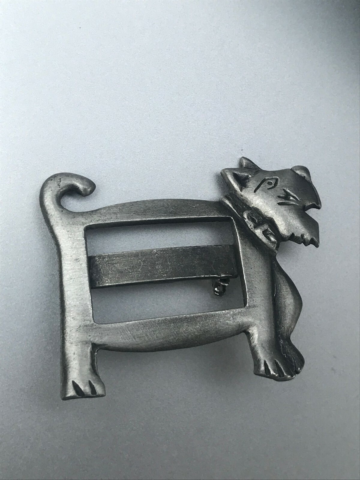 Vintage Signed Pewter Comical Puppy Dog Picture Frame Brooch Pin – 1.75 x 1 and