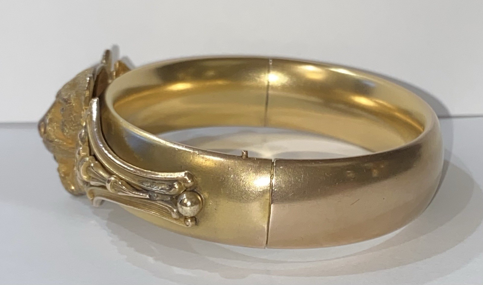 PROVIDENCE STOCK CO. CA. 1908 LION’S HEAD VICTORIAN GOLD FILLED BRACELET-7”WRIST