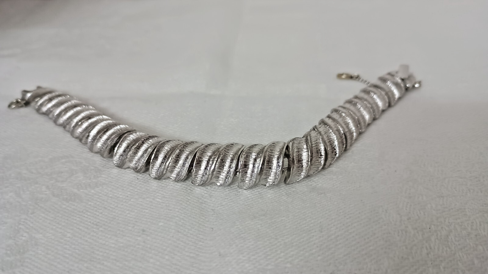 Vintage MONET Silver Tone Textured Articulated Bracelet