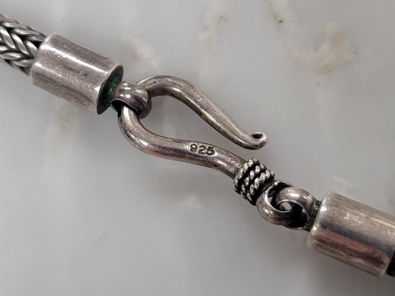 Sterling Silver Slider Pendant Wheat / Spiga Chain Necklace 47.3g ~ 15-C897