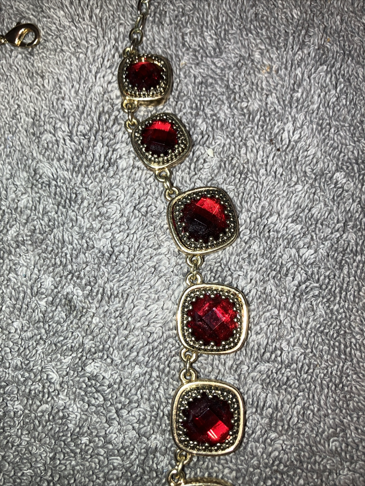 Vintage Napier Necklace Faux Red Ruby And Mirrors 15-17” Adjustable