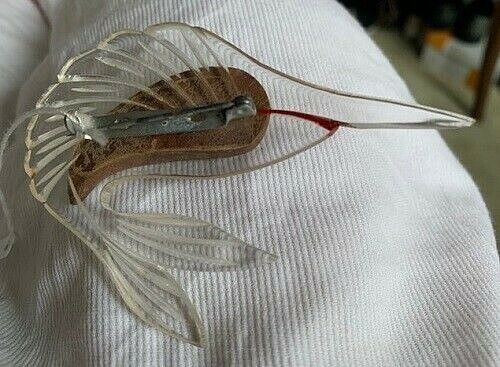 VINTAGE 1950’S LUCITE AND WOOD SWORDFISH BROOCH