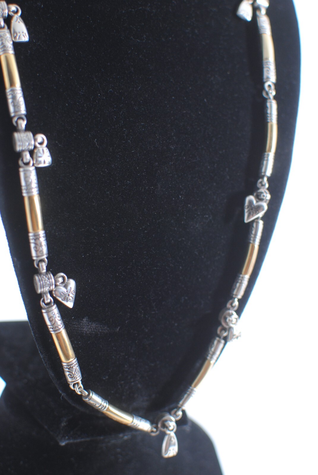 Retro Vintage Shiny Gold Tone Bar Link Chain with Small Charms Necklace 30”