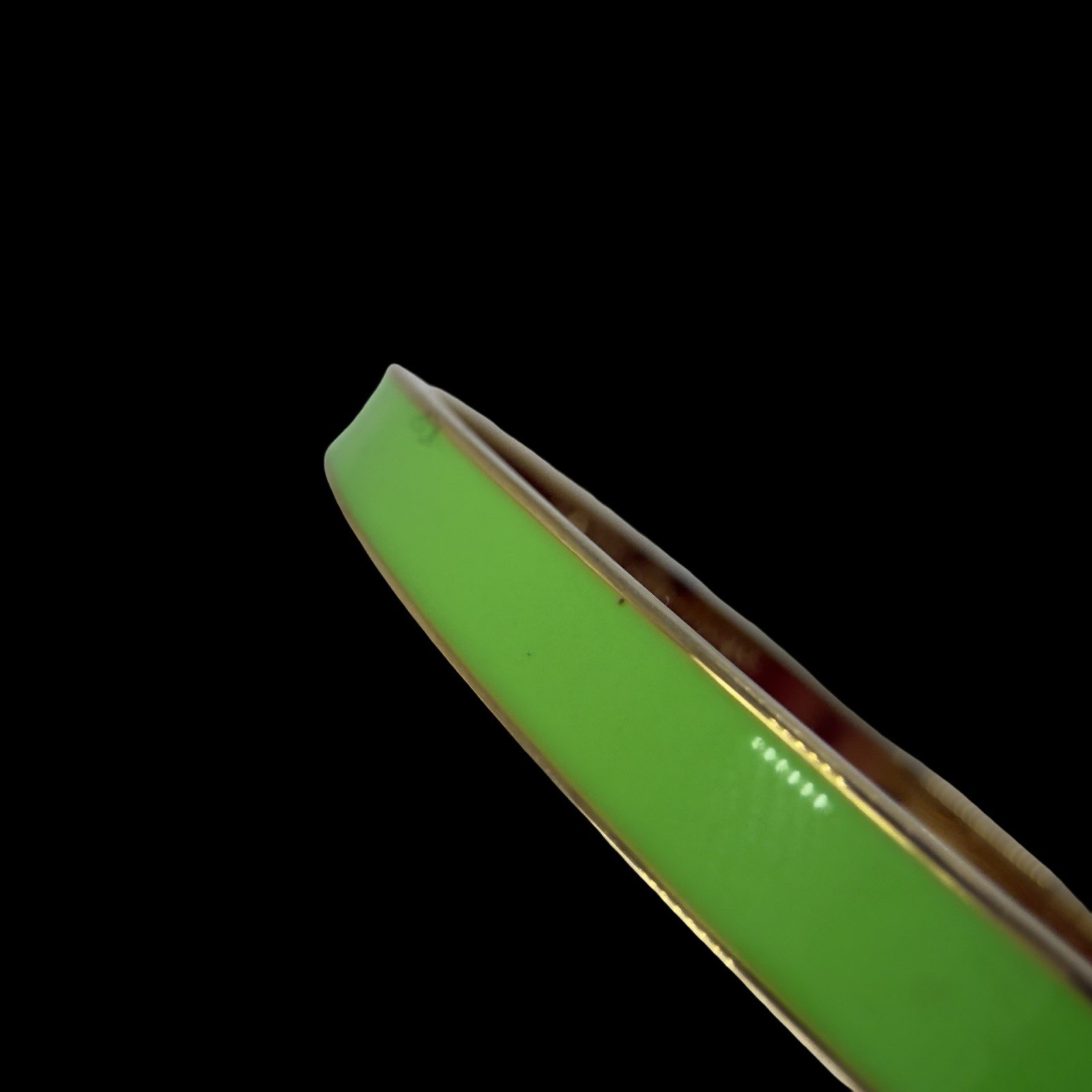 Vintage KATE SPADE Lime Green Enamel BANGLE Bracelet HAPPY-GO-LUCKY Gold Plated