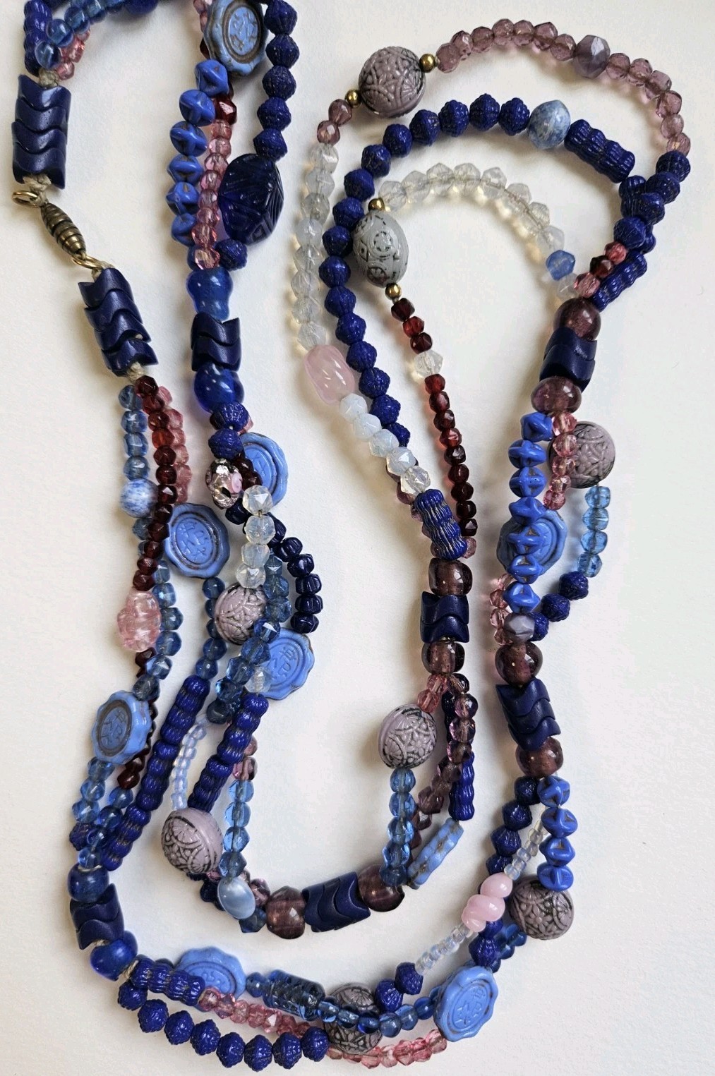 ANTIQUE NEIGER 1920s ART Deco BLUE GLASS BEAD Necklace