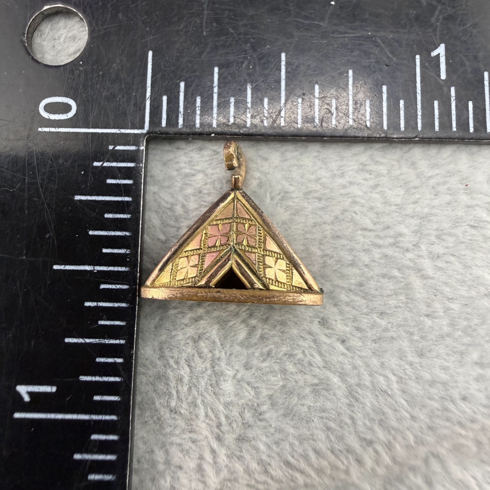 Vintage Watch Fob Engraved Gold Filled Tent Pyramid