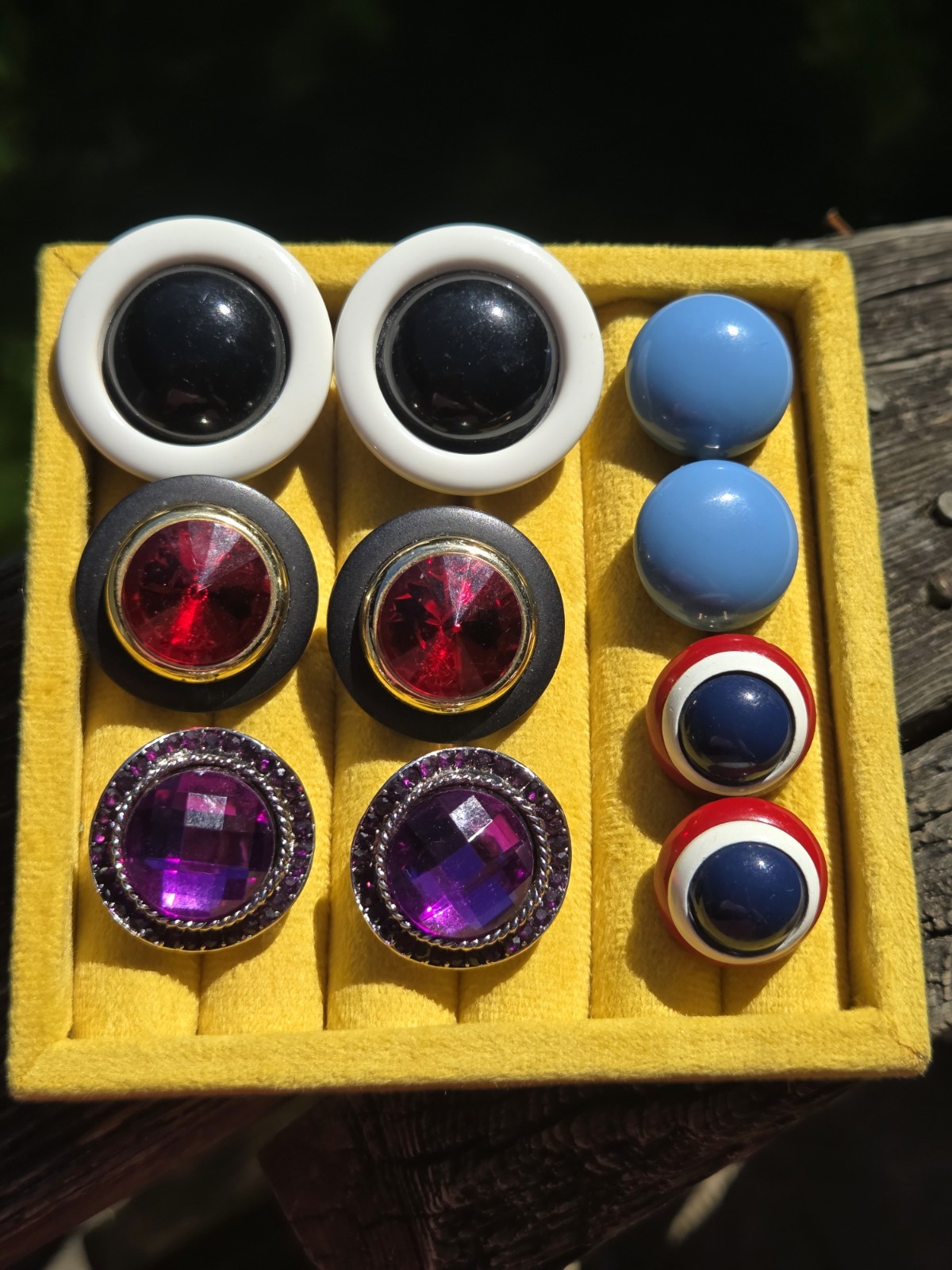 Vintage Clip On Earrings Lot Bold Chunky 60s 70s 80s Rivoli Enamel