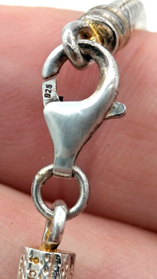 Vintage Charm Bracelet Sterling Silver Snake Chain Starter Bracelet 7.25″