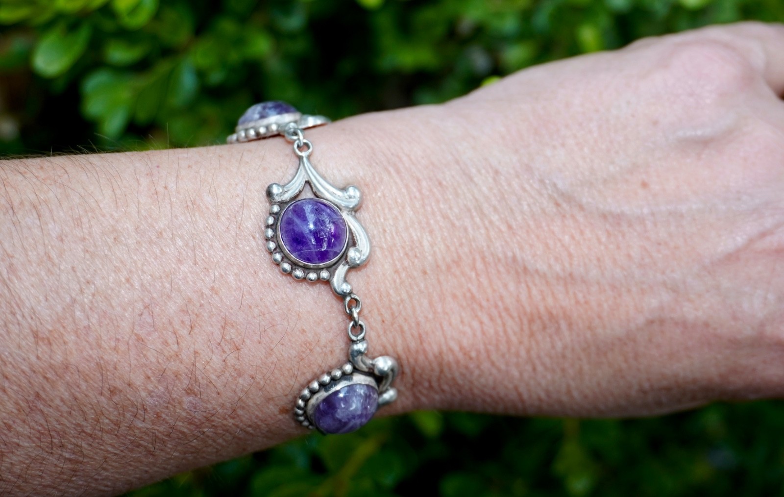 Los Castillo Sterling Silver & Amethyst Bracelet #695