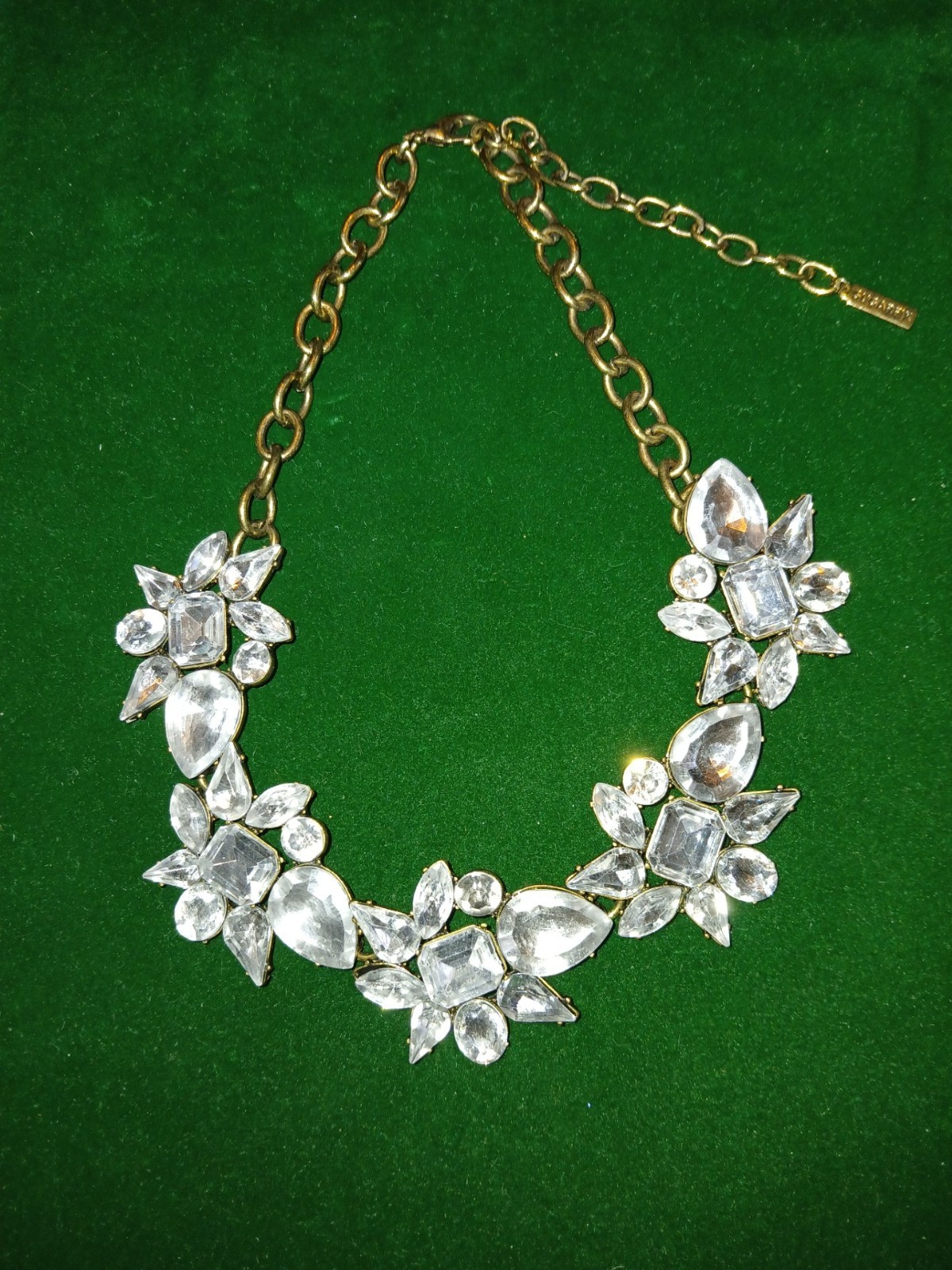Vintage SugarFix silver tone and rhinestone statement necklace. 17″ w/3″ ext.