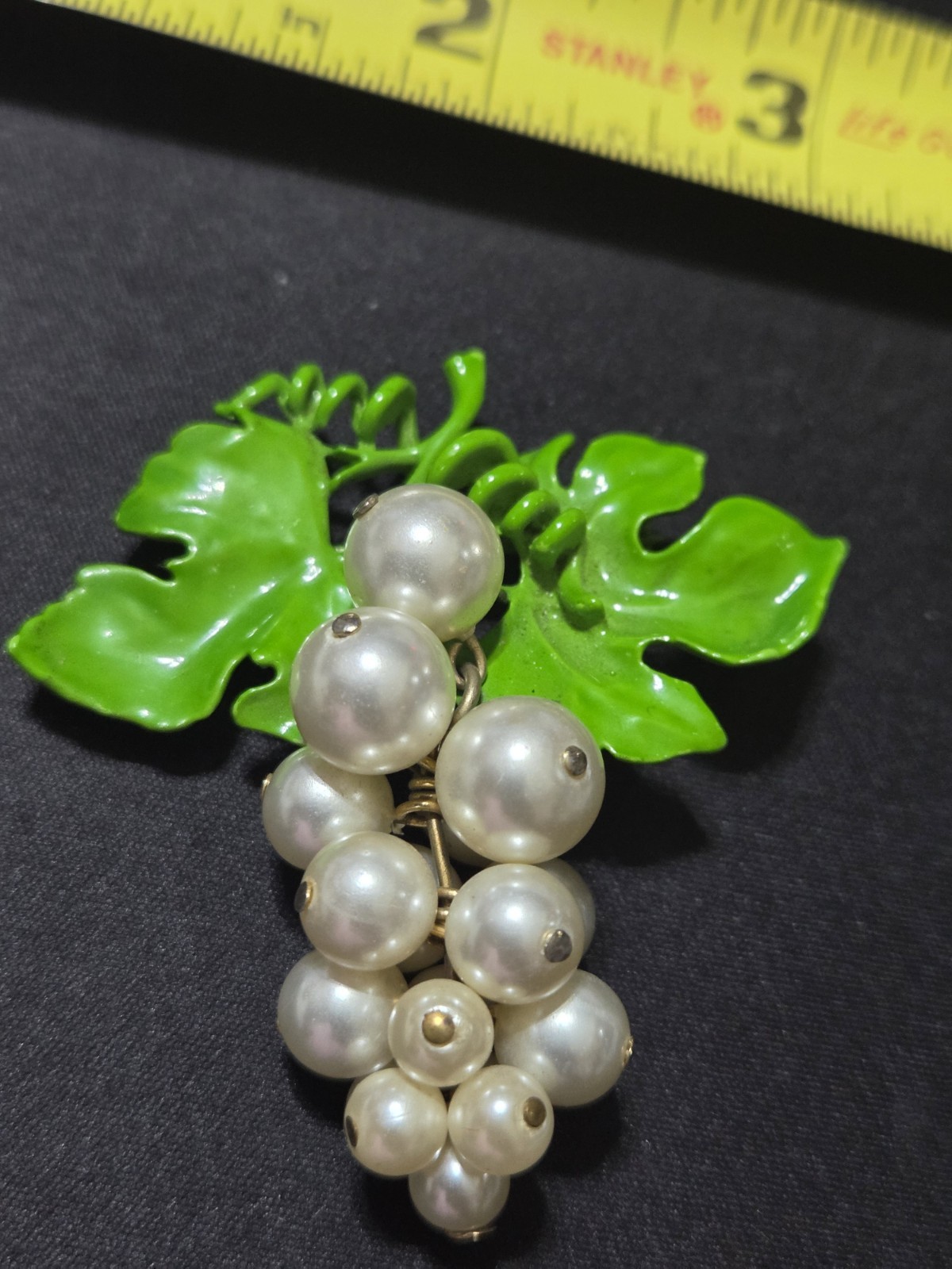 Grape Cluster Pin Brooch Green Leaf Pin NWT Floral Pin Vtg