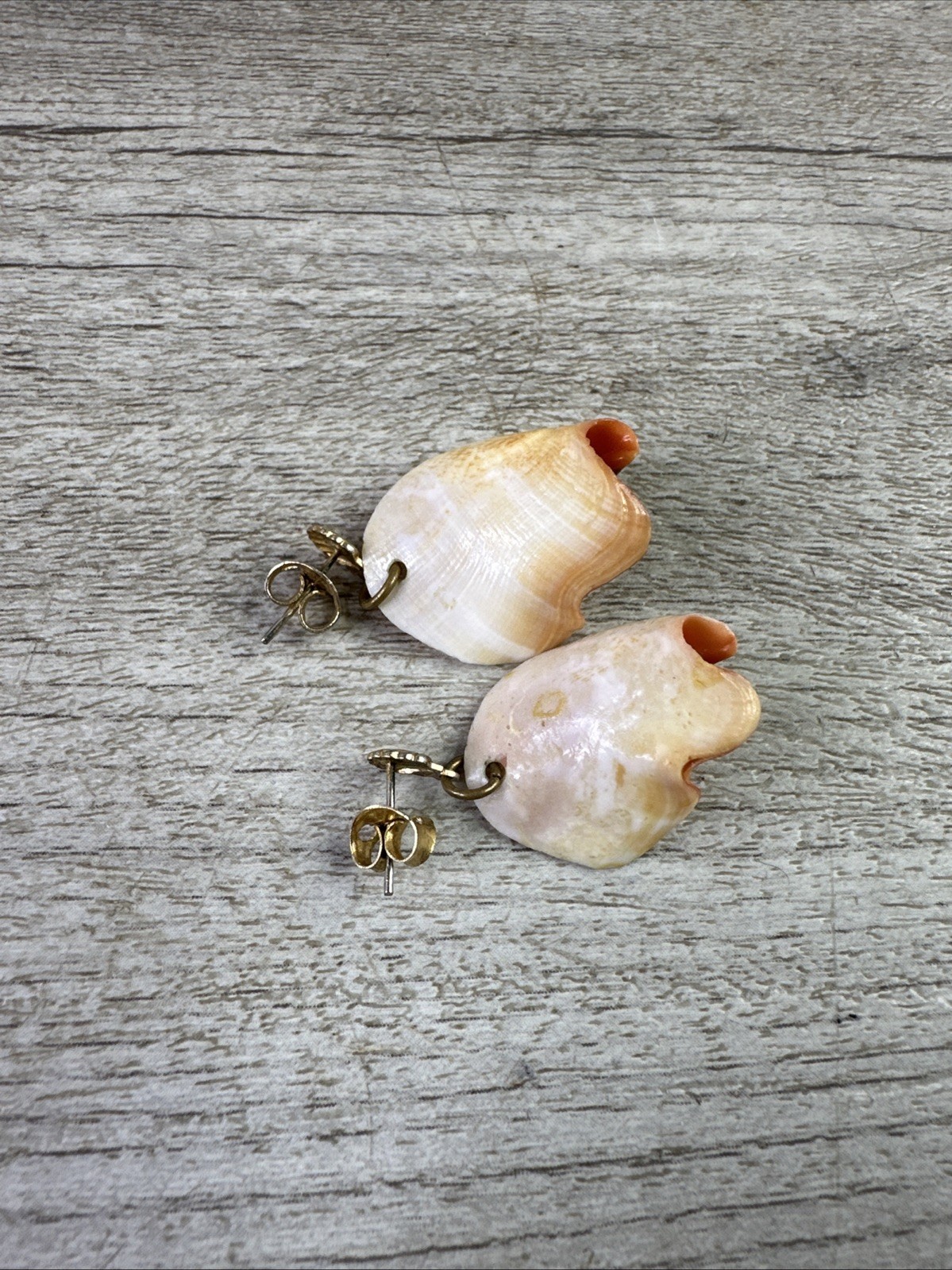 Vintage Genuine Conch Shell Pin Brooch & Stud Earrings Set Pinks Brown White