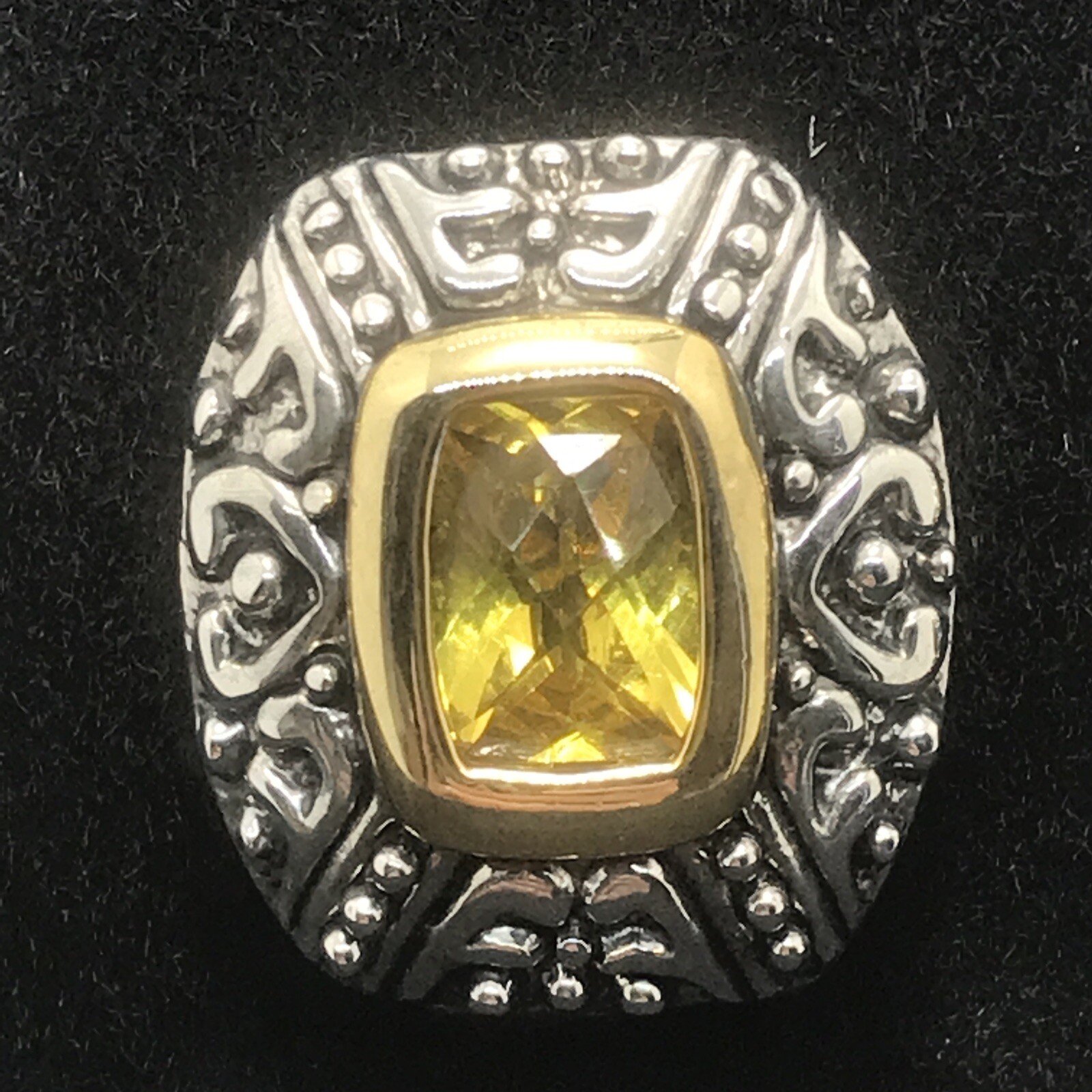 Vintage 2- tone Renaissance Revival Citrine Cubic Zirconia Clip-on Earrings