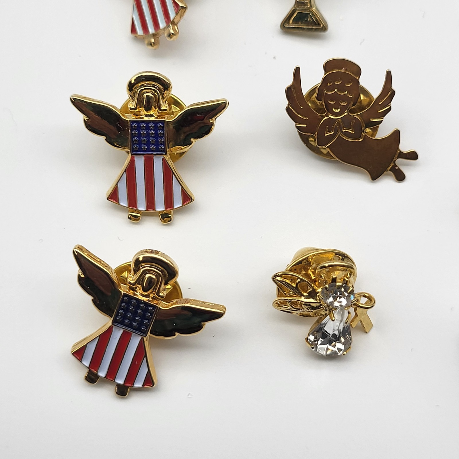 Vintage Christian Jewelry lit Angel pin Cross Pin Pendant Tie tacks lapel pins