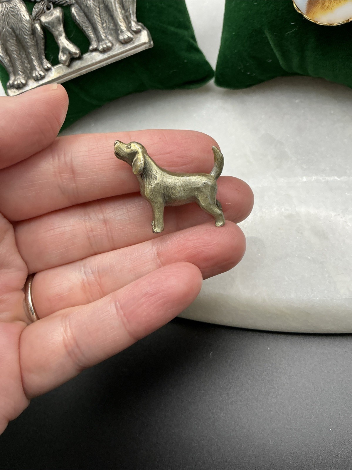 Vintage Dog German Shepherd Brooch Mix And Miniature Pewter Hound Lot