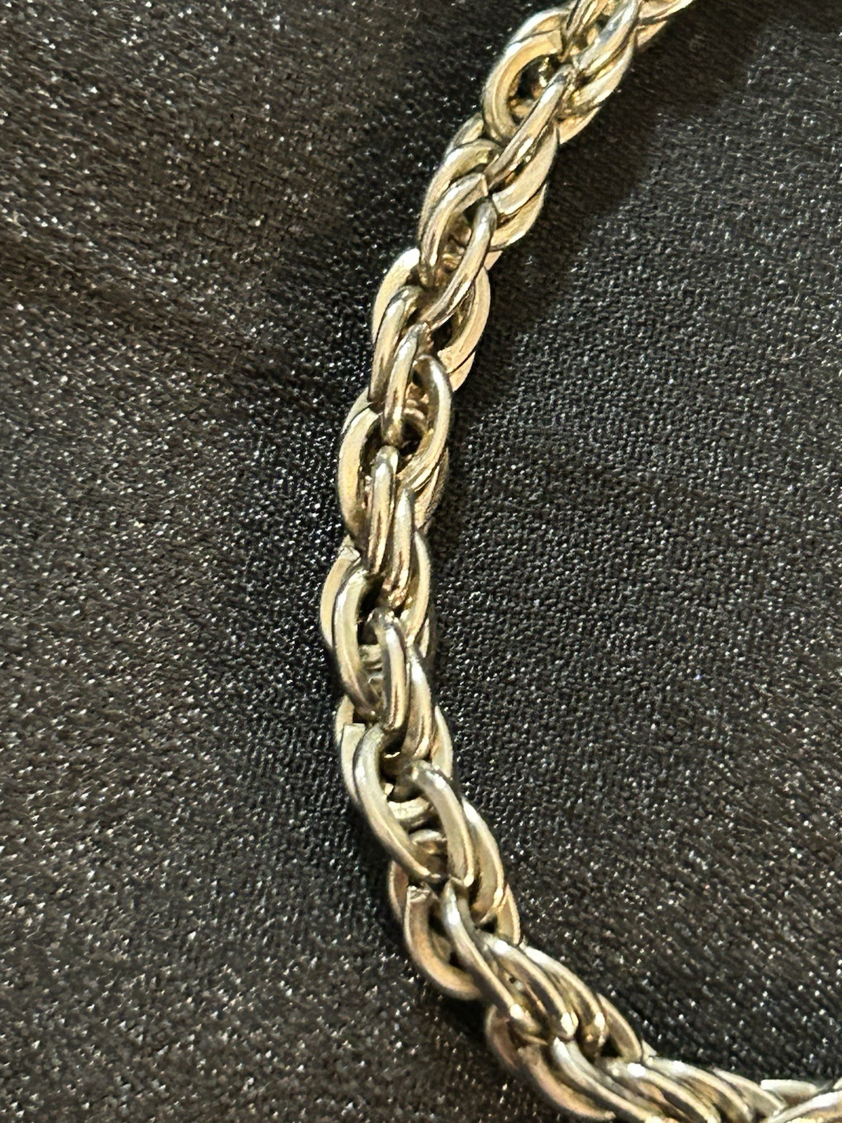 Vintage Silver Tone Chunky Rope Chain Bracelet Sister Hook Clasp Steel Base