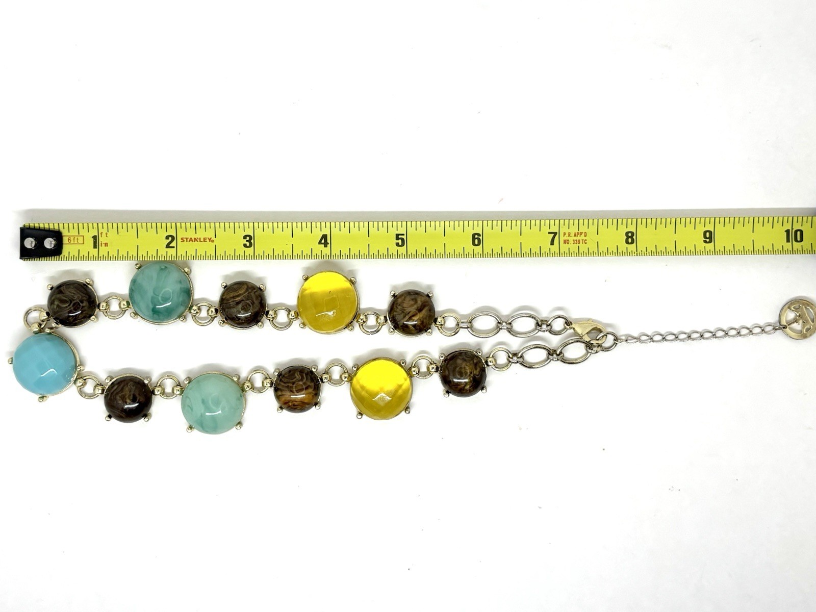 Crown Trifari Lucite Statement Necklace 15-17 In Gold Tone Colorful Signed Vinyl