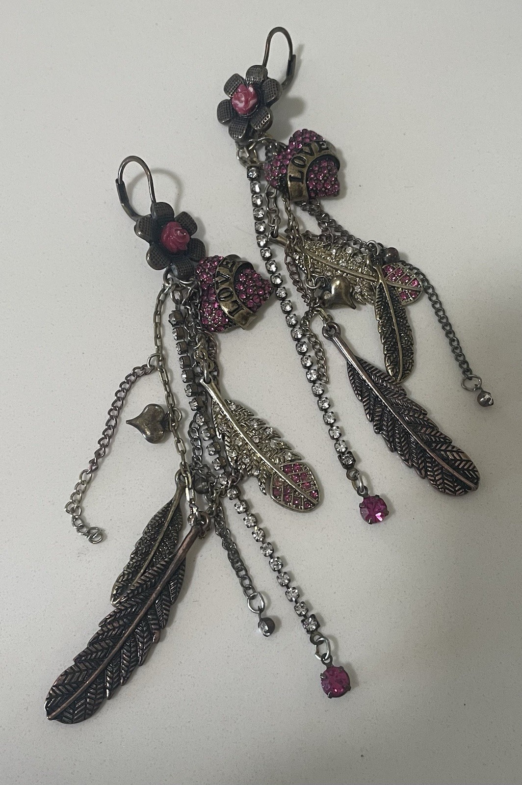 Vintage Costume Jewelry Earrings Lot (9 Pairs) Boho Fairy Dangle Hoops Retro