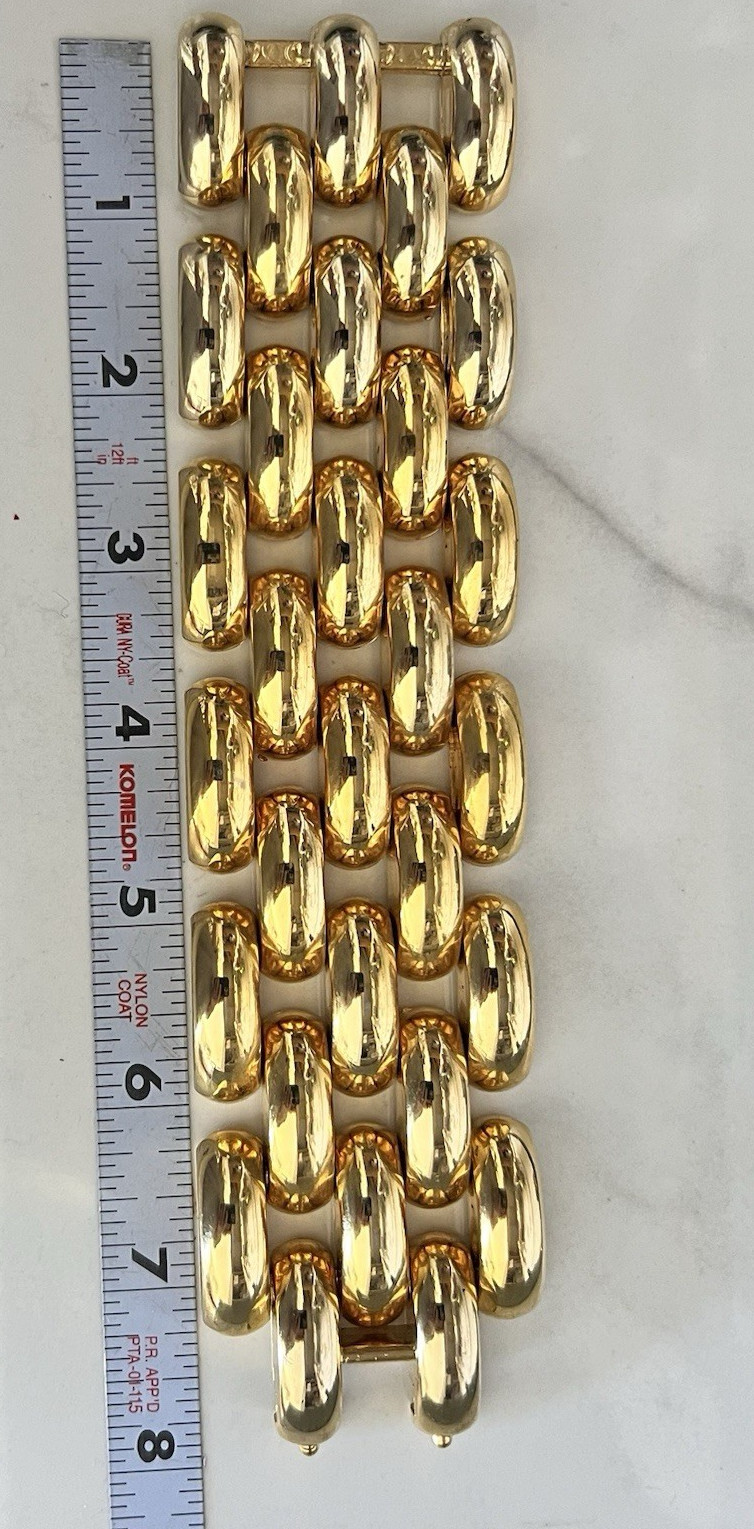 Vtg Italian Bracelet Brev. Pat. gold Plate 1960s Mid Century 8″ (CLASP DAMAGED)