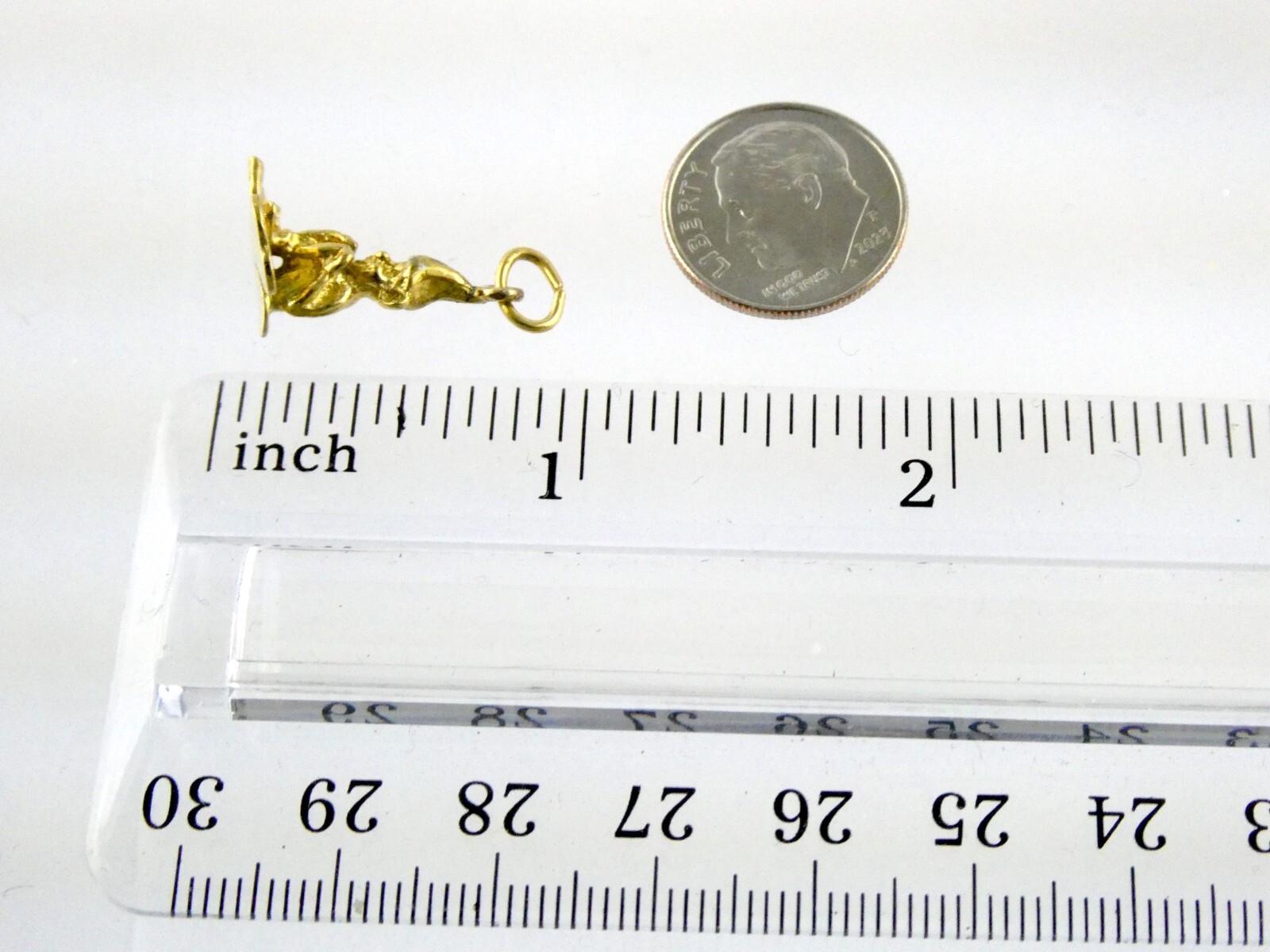 Vintage Gilt Sterling Silver Sitting Elf or Leprechaun Shamrock Pendant Charm