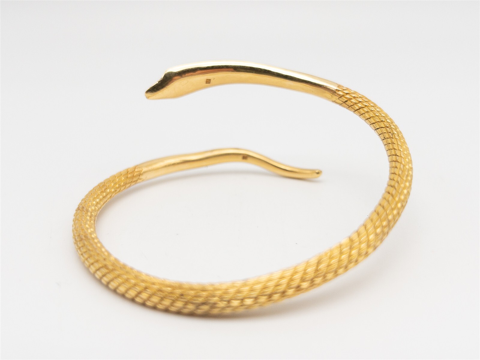 Antique 1920s 2ct Old Rose Cut Diamond 22k Yellow Gold SNAKE Bangle Bracelet 44g