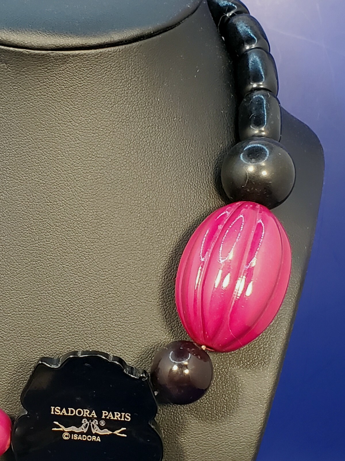 70’s Vintage Isadora Paris Galalith Necklace w/Perfume Charm Danielle Poullain 