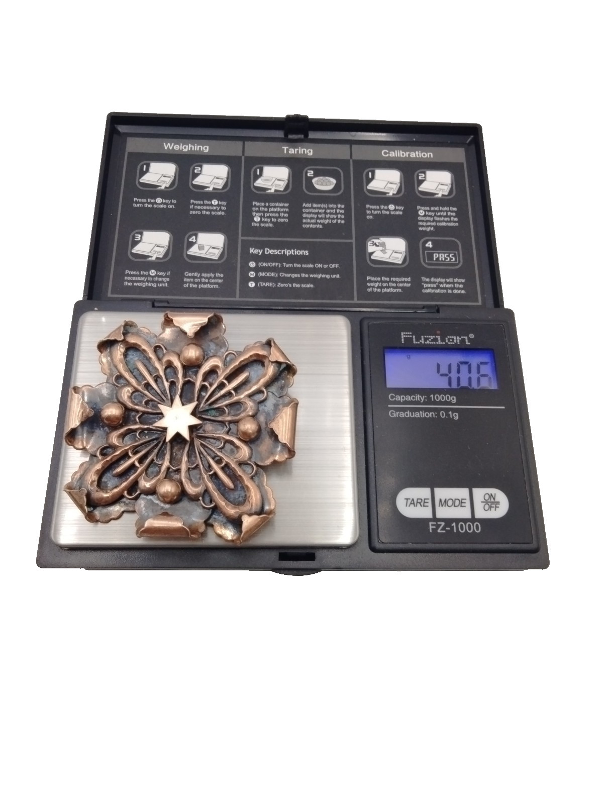 Artisan Crafted Copper Flower Brooch Pin Boho Dimensional Star Medallion Jewelry