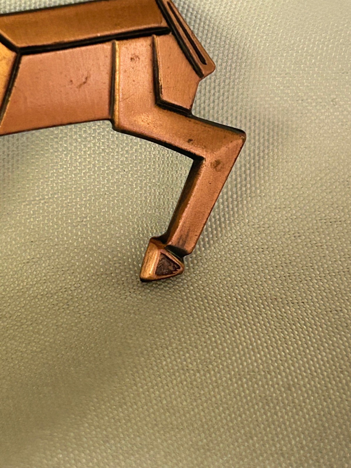 Vintage Modernist Origami Horse Pin: Copper Brass Bronze