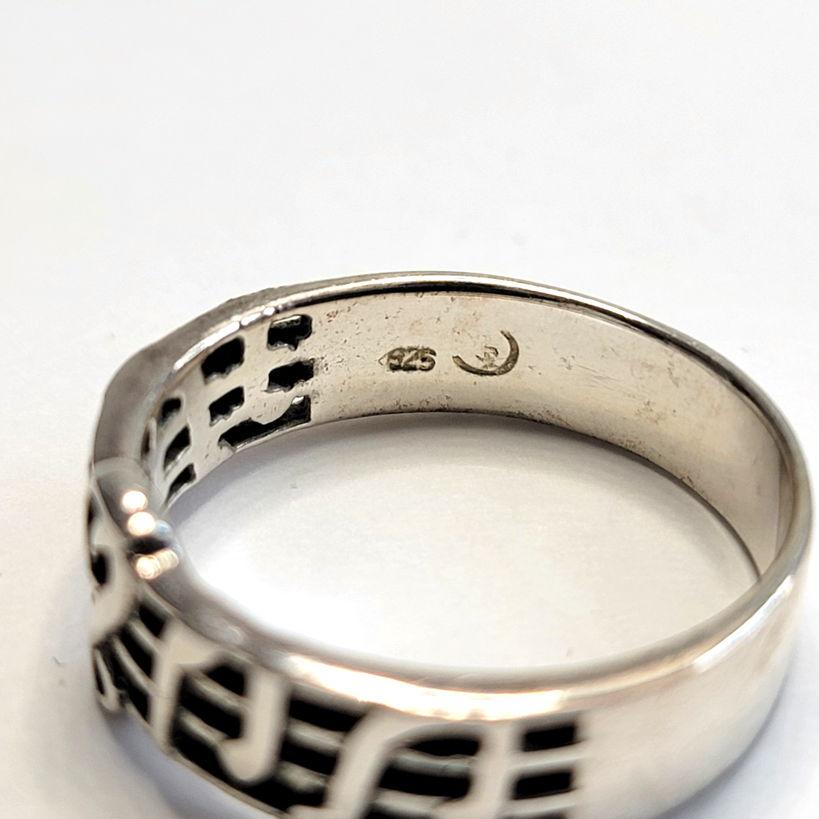 Vintage 925 Silver Music Staff Treble Clef Notes Ring Size 8.75 Musician Unisex