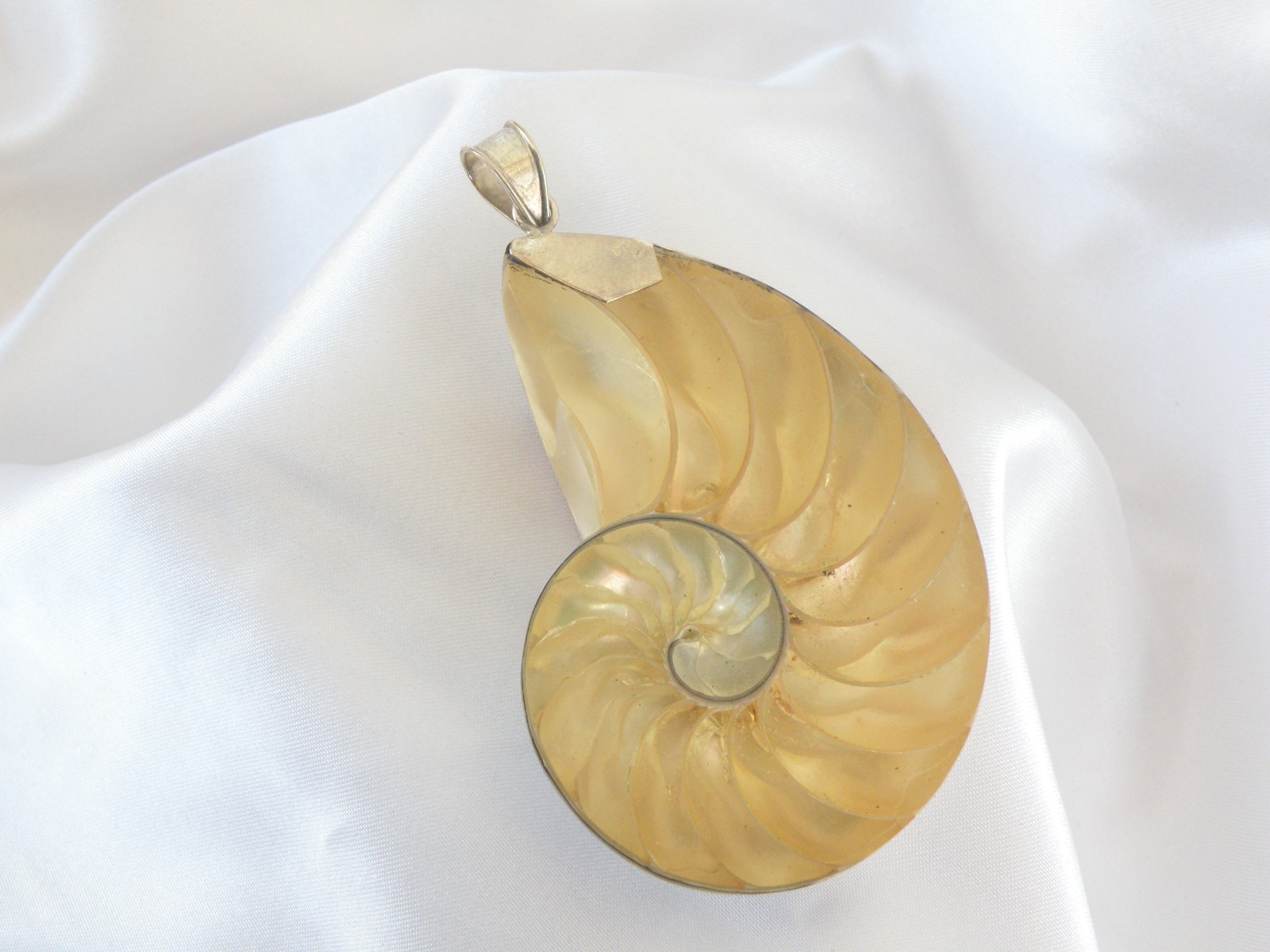 Huge Sterling Silver 925 Nautilus Shell Statement Pendant