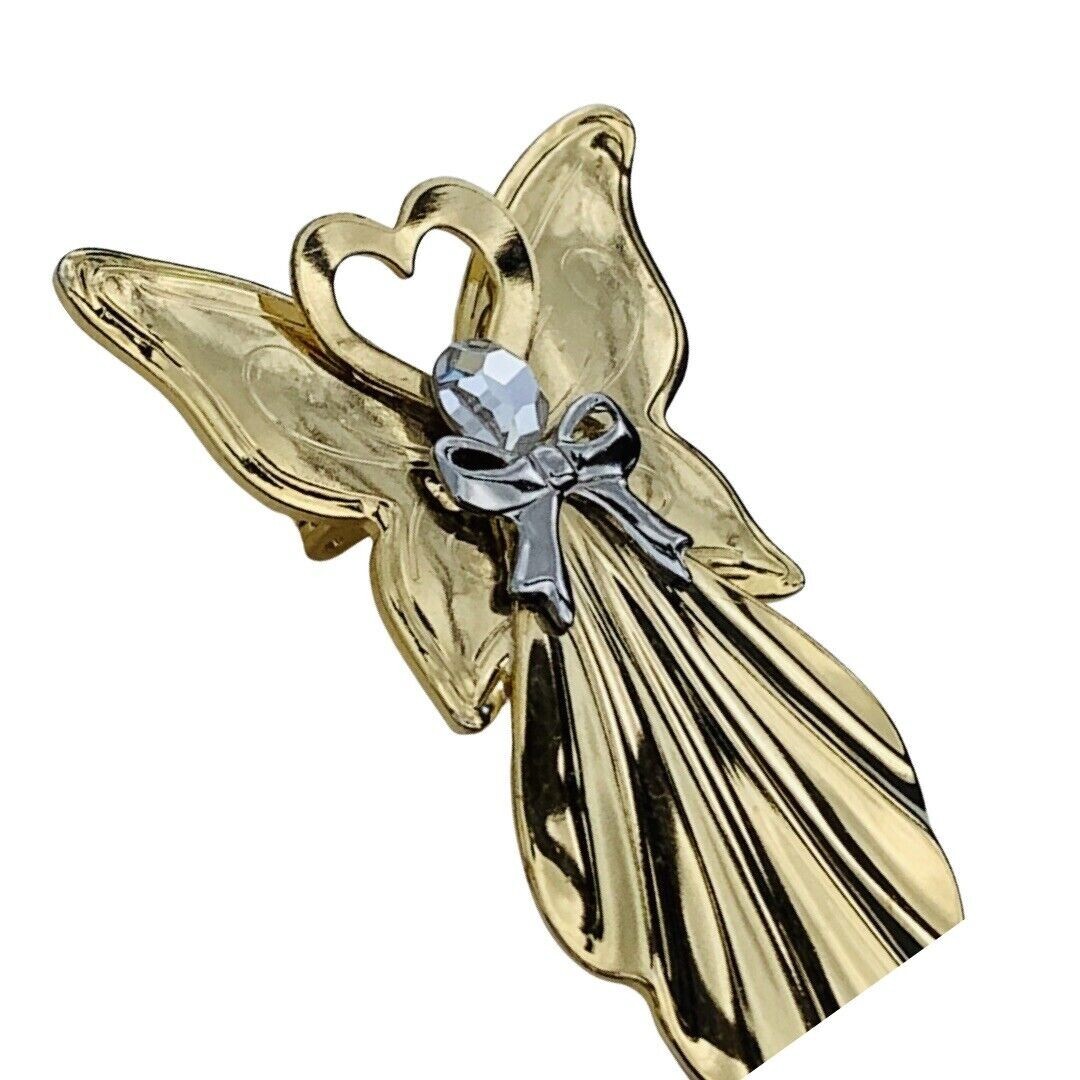 Vintage Angel Brooch 2.5″ Icy Angelcore Love Valentine Signed