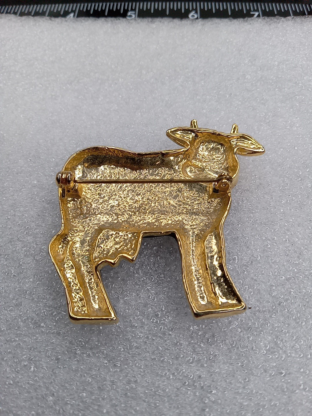 Vintage Holstein Cow Brooch Pin Gold Tone Black White Farm Animal