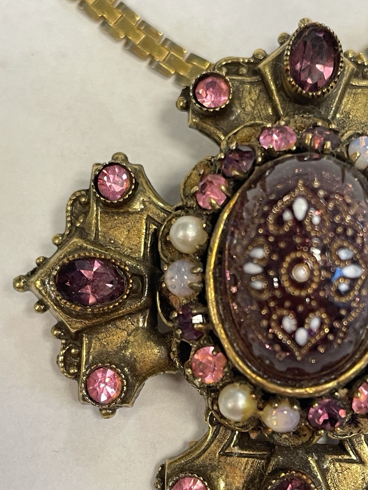 ORIGINAL BY ROBERT VINTAGE MALTESE CROSS RARE PENDANT BROOCH/PIN AWESOME COLORS