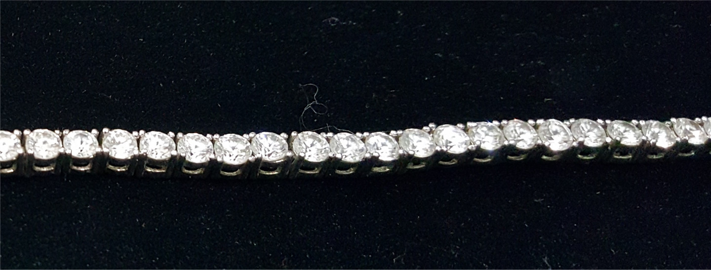 Classic 4mm Simulated Diamond 925 Sterling Silver Tennis Bracelet Chain Vintage