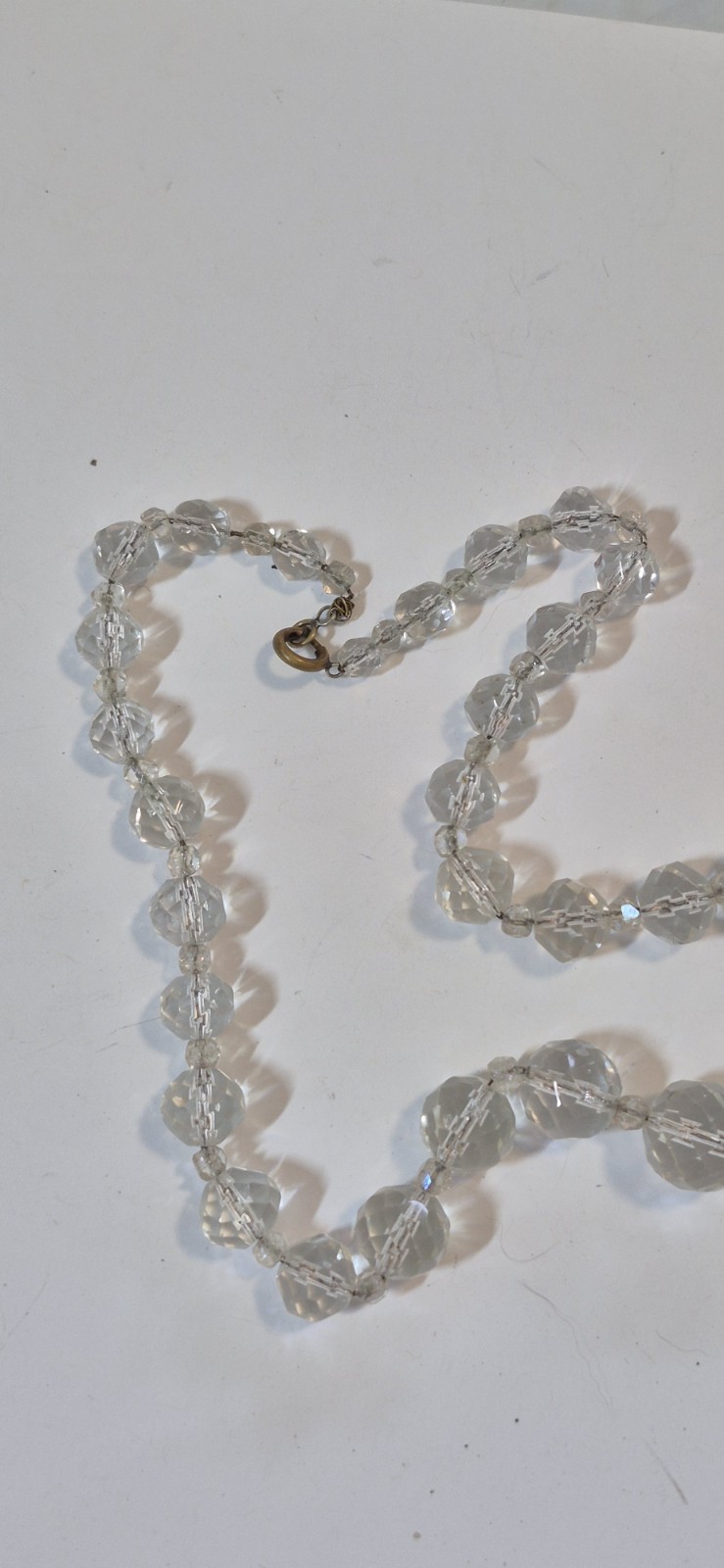 Unbranded Vintage Rock Crystal Graduated (4-14mm) Bead Necklace 16″ Length