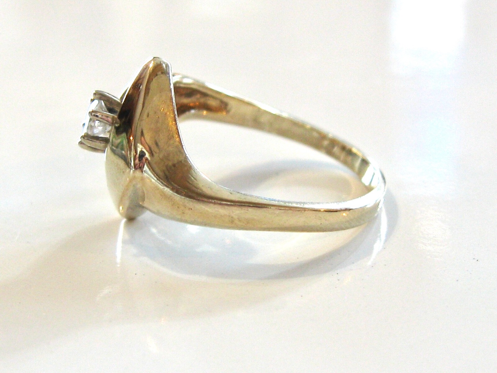 VINTAGE MOD RETRO DIAMOND ENGAGEMENT PROMISE EVERY DAY RING 14K YELLOW GOLD RING