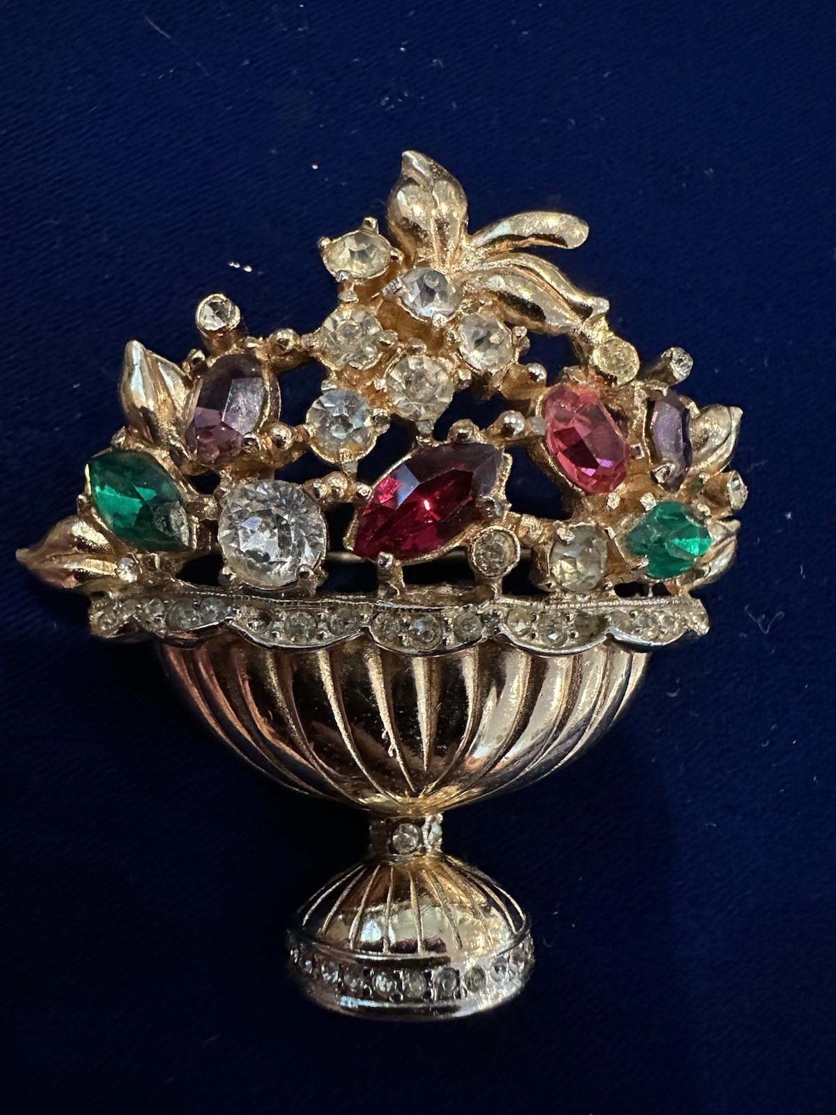 Coro Pegasus Signed Rhinestone Basket Brooch/Pin & Earrings Set Amazing READ