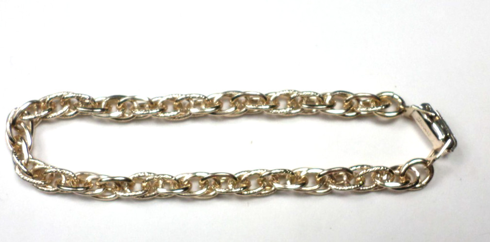 3 Vintage Aluminum Lightweight Germany Gold &Silver Tone Chain Bracelet 8″