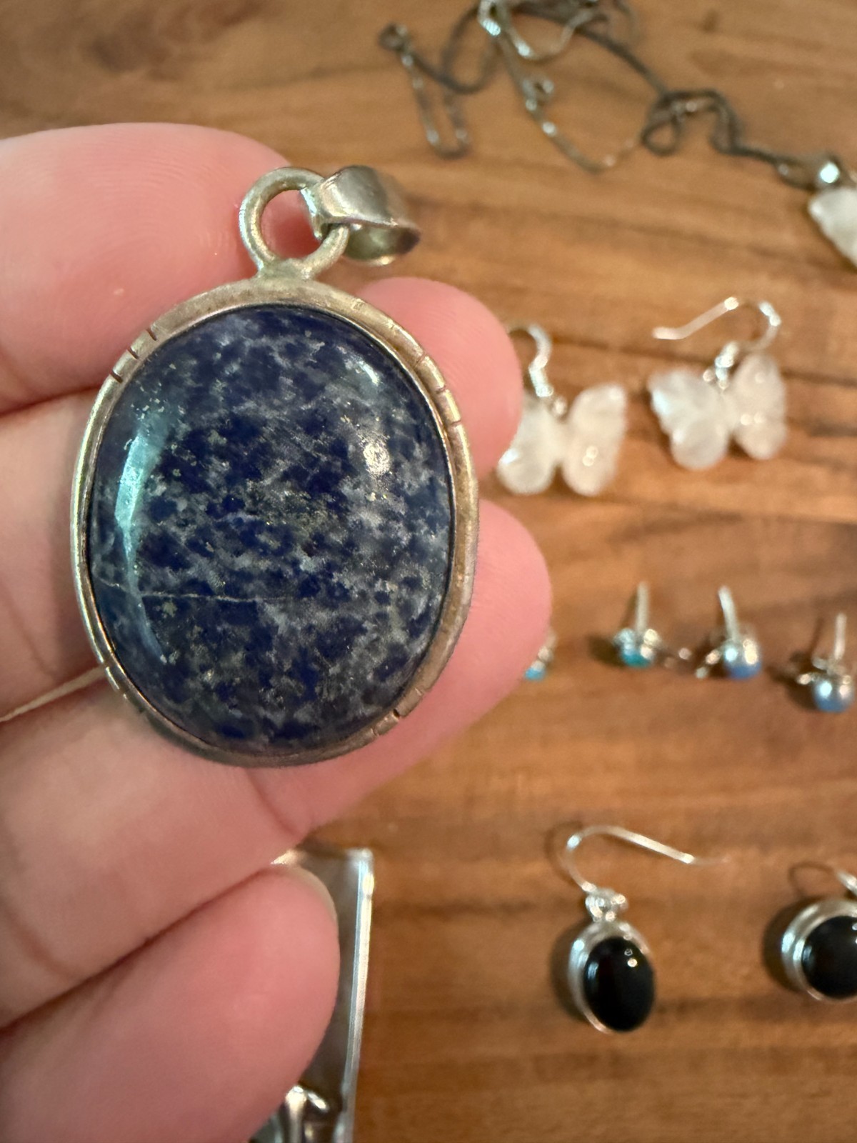 A Group of Estate Silver Jewelry, Earrings, Pendants, and Necklace