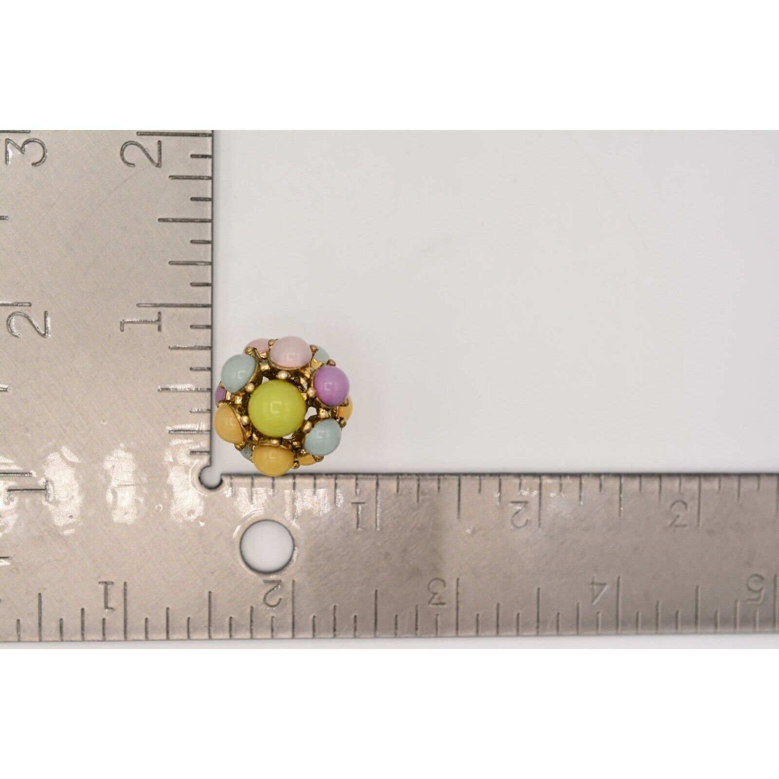 Vintage Pastel Cabochon Earrings Multi-Color Round Chunky Multi-Color 90s BinAE