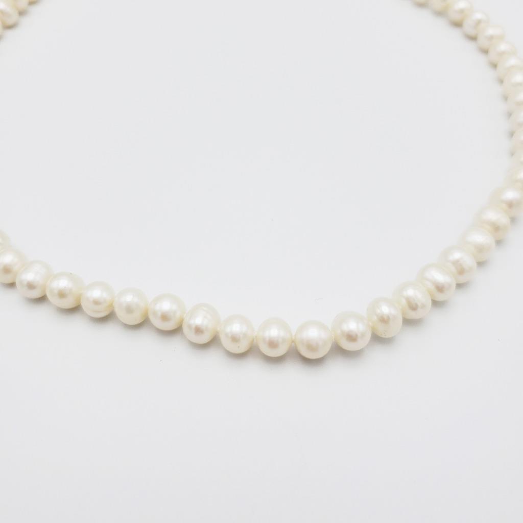 17.5” Strand Bright White Pearls 6mm Sterling Clasp