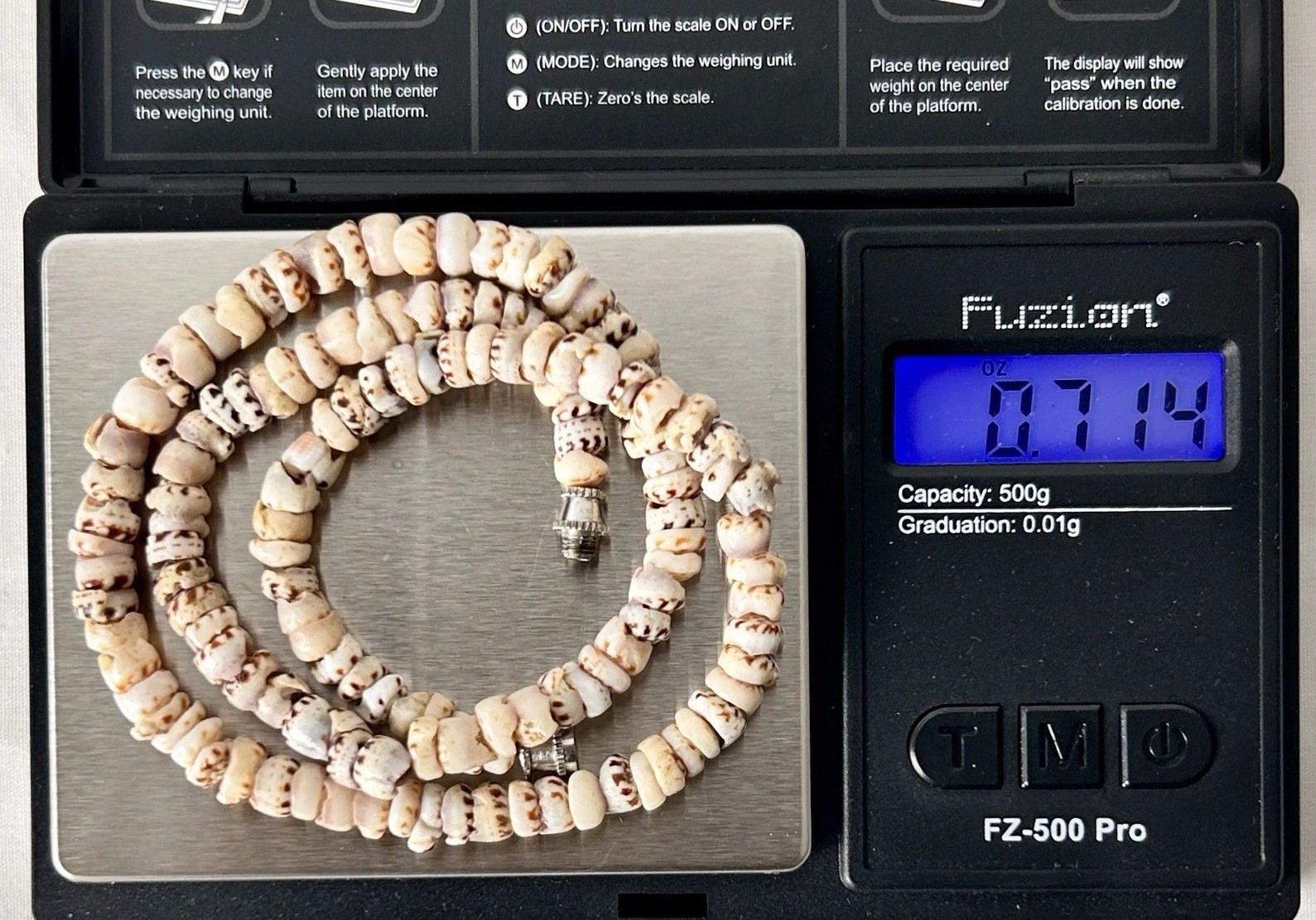 Vintage Puka Shell Necklace 16 In Silver Tone Clasp 70s Hawaii Surfer