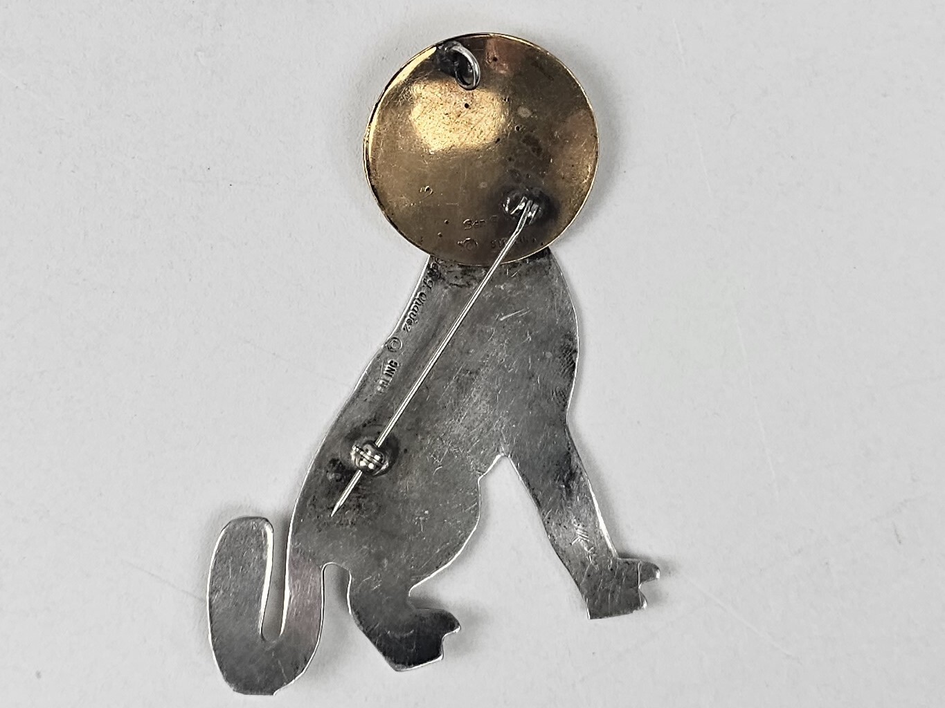 BEN J CHAVEZ Sterling & Brass Southwestern Vintage Large Brooch/pendant 3″